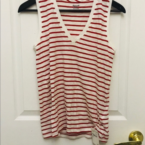 Madewell Kilt Red V Neck tank top XS NWT NEW - Picture 2 of 2